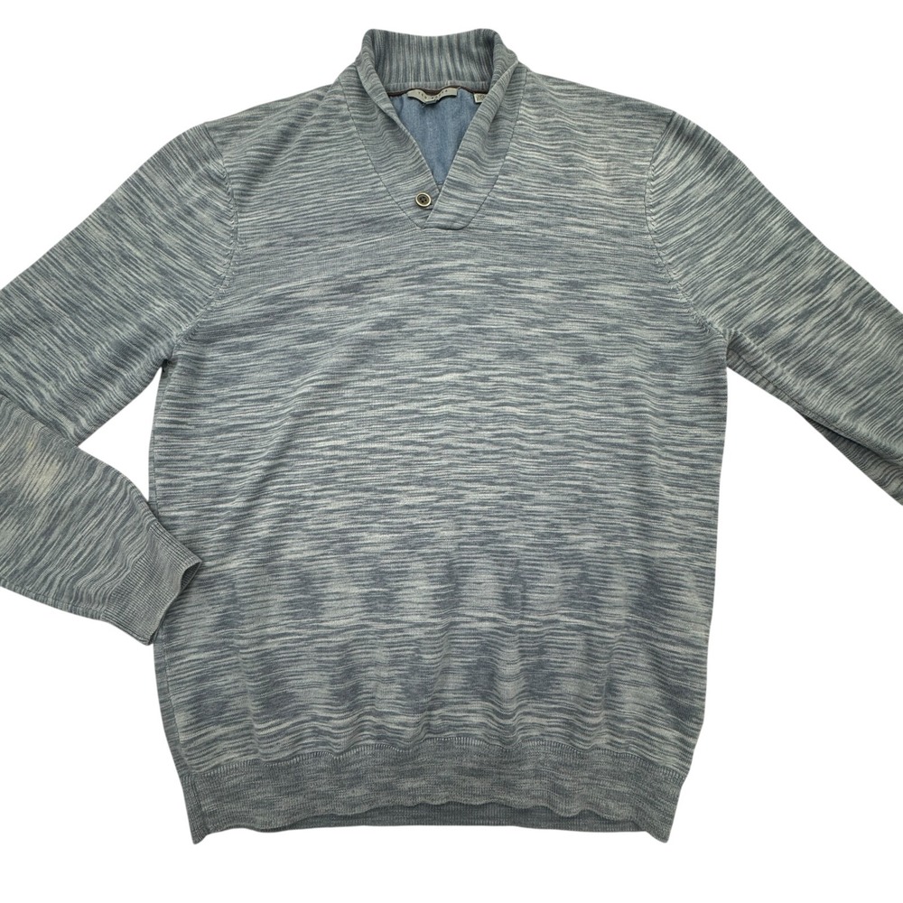 Ted Baker London Sweater Mens Size 6 Gray Knit Raglan Long Sleeve Shawl Collar